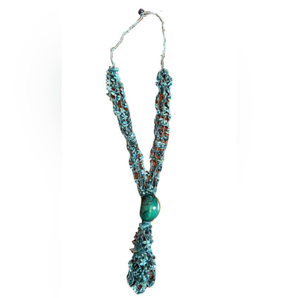 Stone & Bead crochet necklace & earrings